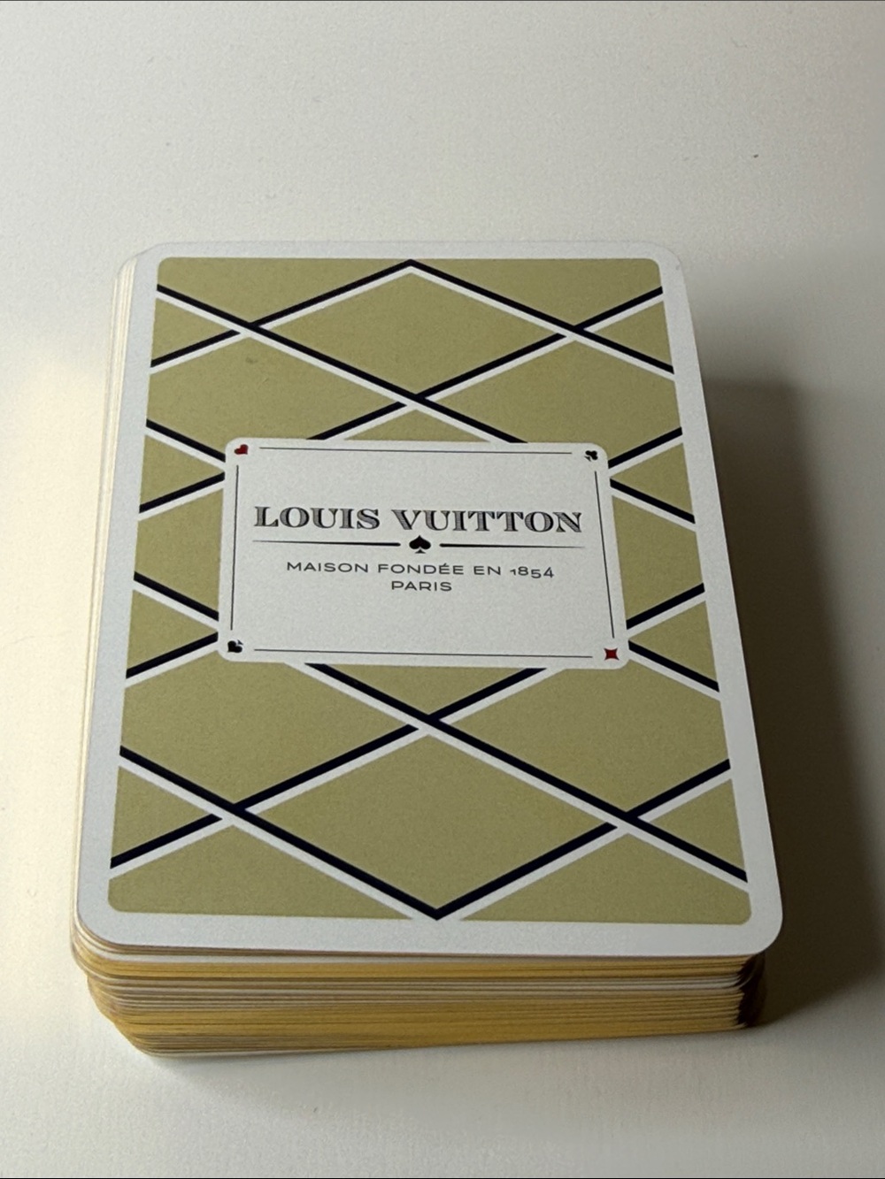Louis Vuitton Olive Green & Black Diamond Playing Card Deck open complete deck